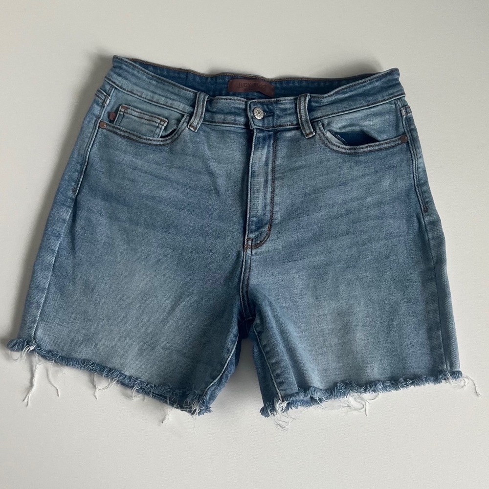 Judy Blue Light Wash High Rise Raw Hem Denim Jean Shorts Women XL